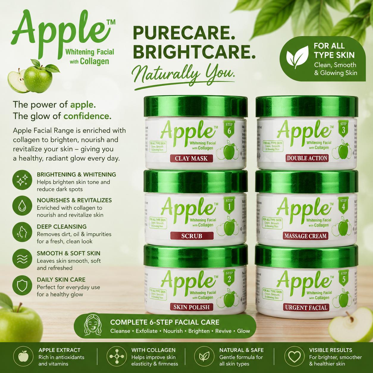 WhatsApp Image 2026-06-27 at 5.08.45 AM Apple Whitening Facial Kit with Collagen (6-steps) - Image 1