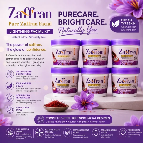 Zaffran Pure Zaffran Lightning Complete 6-Step Facial Kit with Pure Saffron Extract for All Skin Types