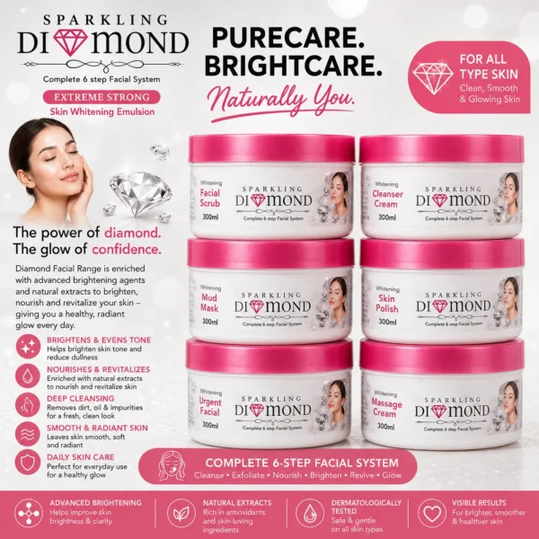 Sparkling Diamond Complete 6-Step Skin Whitening Facial System for All Skin Types