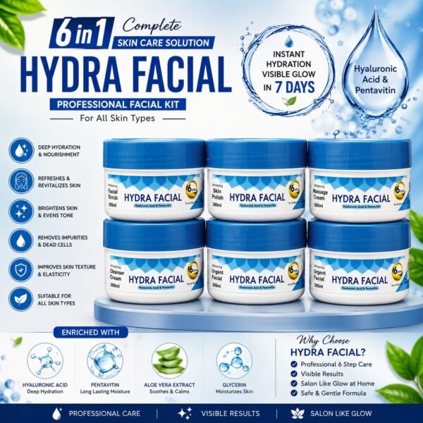 Hydra Facial Complete 6-Step Hydrating Facial System with Hyaluronic Acid & Pentavitin for All Skin Types