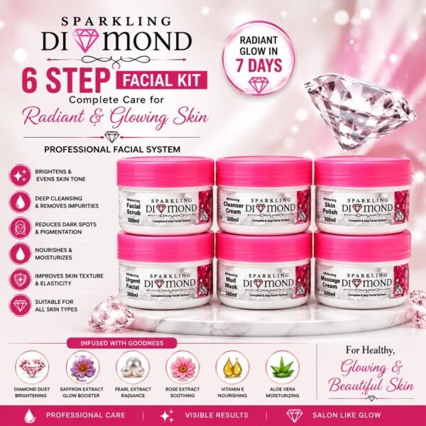 Sparkling Diamond Complete 6-Step Skin Whitening Facial System for All Skin Types
