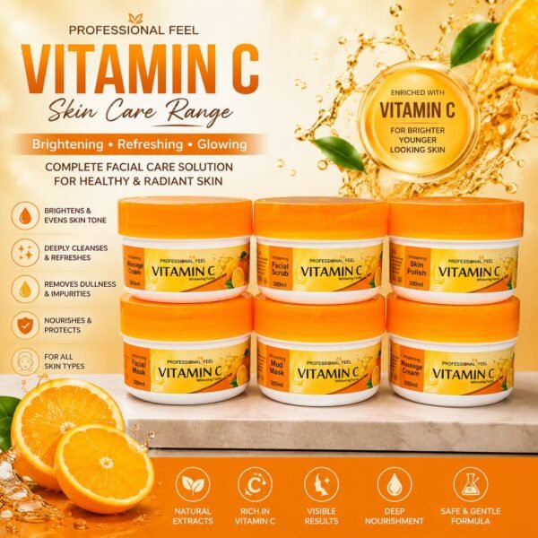 Vitamin C Whitening Facial Range Complete 6-Step Facial Kit with Natural Extracts for All Skin Types
